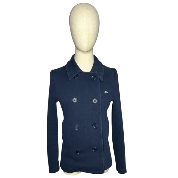 Lacoste Navy Double-Breasted Knit Cardigan Size Small (38) - Picture 1 of 9